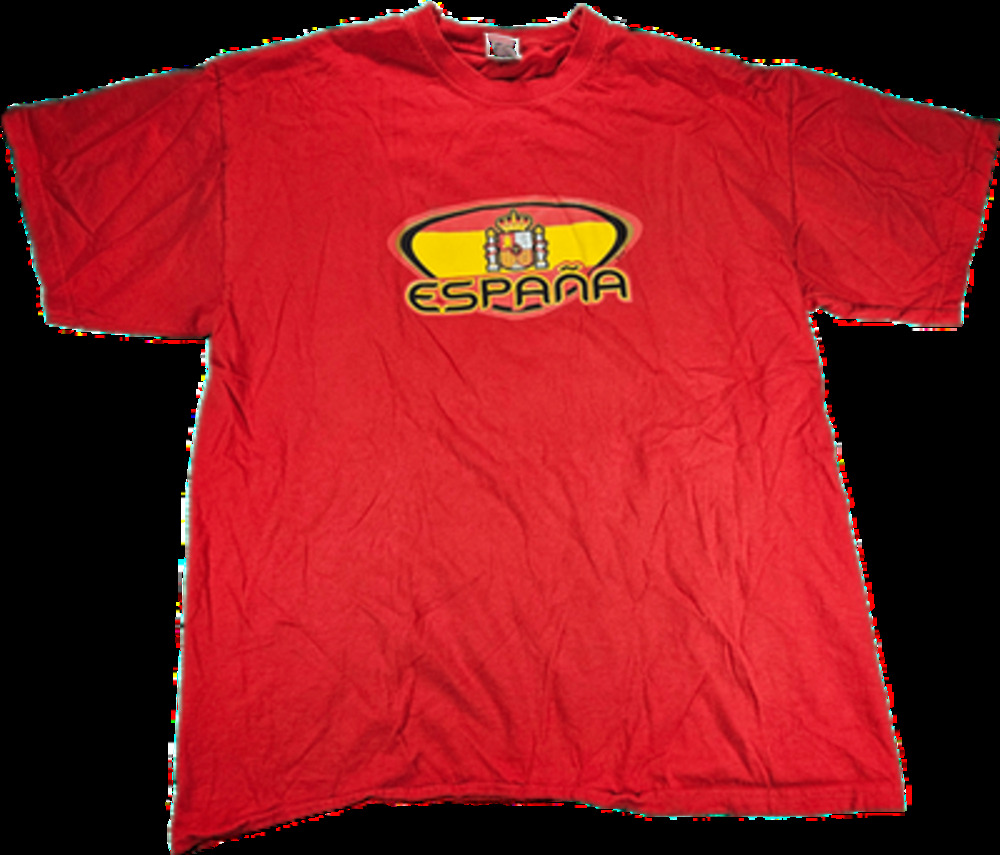 España Graphic FRUIT OF THE LOOM T-Shirt Men's Red L 100% Cotton Crew Neck